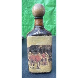 Antique 1893 Fausto Conturi Genuine Leather Made In Italy Decanter